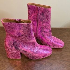 Free People Shimmering Pink Ankle Boots